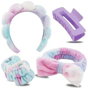 Womens Spa Headband Makeup Hair Accessories Face Wash Headband with Wrist Bands